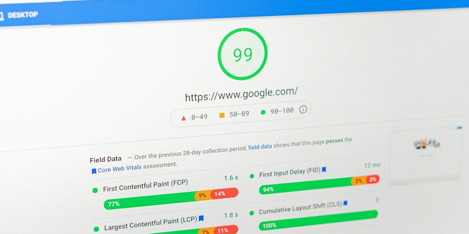 a computer screen with the number 99 on it